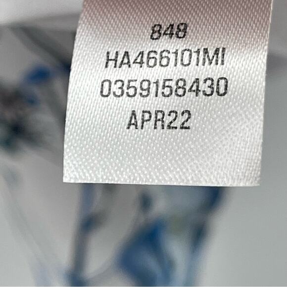 NWOT Halogen Floral Ruffle Smocked Tie Front Long Sleeve Cottagecore Blouse L - Picture 11 of 13